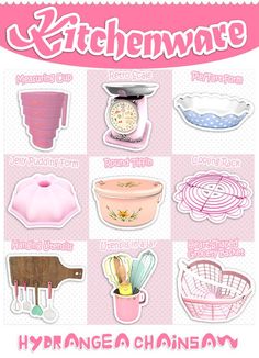 an advertisement for kitchenware with pink background