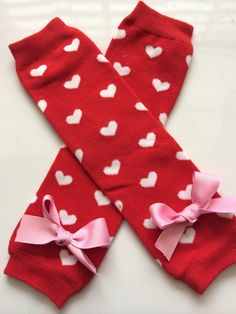 "*CURRENT PROCESSING TIME: 3-6 business days before shipment* Choose from from 1 or all 3 pieces (FULL set will include bodysuit, headband and legwarmers) CHOOSE FROM: 1.Short OR long sleeved personalized \" 1st Valentines Day\" bodysuit 2. Coordinating red/white heart-print legwarmers with a pink bow on each. PLEASE NOTE: these leg warmers are one-size-fits-most. They WILL run large on babies under 15lbs (but can be rolled) 3. Shabby chic headband with a red and pink shabby flower adorned with Baby Girl Valentine Outfit, Baby Valentines Day Outfit, Valentines Day Baby, Shabby Flowers, Valentines Crochet, Valentines For Boys, Valentine's Day Outfit, Girls Clothing Sets, Personalized Valentines