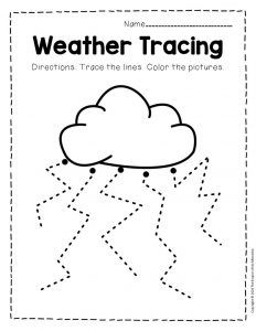 a weather tracker for kids with the words weather tracing in black and white