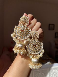 Festive wear new trendy chandbali jhumka earring for sale! Henna Stain, Ivory Colour, Festive Wear, Free Earrings, Jhumka Earrings, Wedding Jewelry Earrings, Orlando Fl, Gorgeous Earrings, Ivory Color