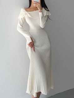 Elegant Acrylic Plain Long Sleeve Midi Dress Midi Dress Formal, Elegant Dresses Classy, Sleeve Midi Dress, Long Sleeve Midi, Long Sleeve Midi Dress, Classy Dress, Elegant Outfit, Modest Dresses