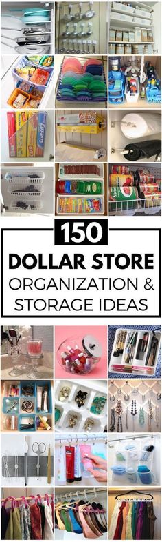 the dollar store organization and storage ideas are organized with lots of different items in it