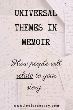 the words universal themes in memory are written on top of several pieces of white paper