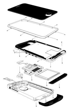 an image of the parts for a cell phone