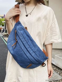 BagForLove - Womens Denim Sling Bag: Stylish Crossbody Chest Pack for Everyday Use Oversized Pattern, Denim Crossbody, Sling Pack, Adjustable Bag, Denim Chic, Waist Bags, Stylish Storage, Chest Bag, Waist Bag