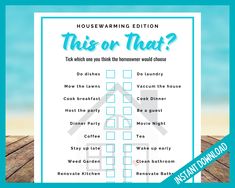 a housewaring checklist with the words,'this or that? '