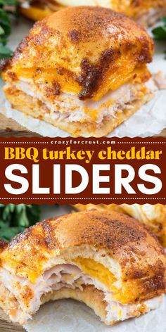 Bring a burst of flavor to your New Year, Super Bowl party food ideas with these BBQ Turkey Cheddar Sliders! Loaded with juicy turkey, melted cheddar, and a tangy barbecue flavoring, the topping tastes just like a BBQ chip. Perfect for any Game Day menu when you need a crowd-pleasing bite! Slider Recipe, Easy Slider Recipes, Easy Slider, Baked Sandwiches, Bbq Chips, Turkey Sliders, Bbq Turkey, Slider Sandwiches, Turkey Cheese