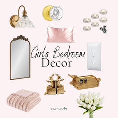 Girls Bedroom, Bedroom Decor, Gold Decor, Pink Decor, Gold Accessories, Vintage Decor. Follow @howwedo208 for the best finds for your home! (Affiliate) Girls Bedroom Wall Color, Room Decor Finds, Feminine Home Decor, Girls Bedroom Paint, Girls Bedroom Sets