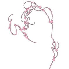 a drawing of a woman's head with pink hair and beads on her face