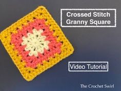 the crochet square is made up of two squares and has an image of a flower