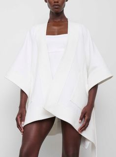 Chic White Kimono With Kimono Sleeves, Luxury Spring Kimono With Kimono Sleeves, Luxury Spring Kimono, Elegant Oversized Kimono With Kimono Sleeves, Wide Sleeves, Black And White, Pants, White, Trousers