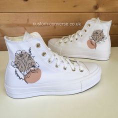 Custom Converse Ideas High Tops, Pretty Converse High Tops, Hand Painted Converse High Tops, Cute Converse High Tops, Custom High Top Converse, Cute High Tops, Painting Converse Ideas, Customized Converse High Tops, Painted Converse Aesthetic