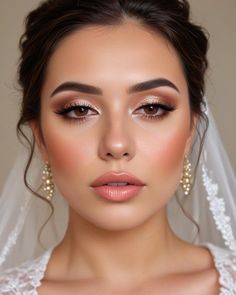 50 Soft Glam Prom Makeup Looks : Classic Elegance with Hollywood Glam Vibe 1 - Fab Mood | Wedding Color, Haircuts & Hairstyles | Nails | Colours Bride Makeup Rose Gold, Wedding Makeup Dark Eyes, Bride Glow Up, Bridal Natural Glam Makeup, Peach Wedding Makeup, Bridal Make Up Soft Glam, Gold Soft Glam Makeup, Golden Bridal Makeup, Glow Bridal Makeup