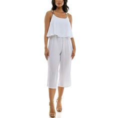 Refresh your wardrobe with this stylish women's Nina Leonard popover jumpsuit. Click on this WOMEN'S GUIDE to find the perfect fit and more! Refresh your wardrobe with this stylish women's Nina Leonard popover jumpsuit. Click on this WOMEN'S GUIDE to find the perfect fit and more! FEATURES Features chain detail on the straps Soft and smooth construction Adjustable straps Elastic waistband Sleeveless Front-tie sash ScoopneckFIT & SIZING 56-in. length from shoulder to hem Elastic waistbandFABRIC & CARE Rayon Machine wash Imported Size: Small. Color: White. Gender: female. Age Group: adult. One Piece Outfit, Clothing Size Chart, Womens Clothing Sizes, Stylish Women, Gender Female, Adjustable Straps, Scoop Neck, Age Group, Color White