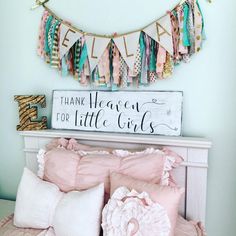 Decor Above The Bed, Big Girl Bedrooms, Rustic Nursery, Princess Room, Ideas Hogar, Girl Sign, Pom Pom Garland