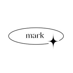 the word mark written in black ink on a white background with an oval shape and star