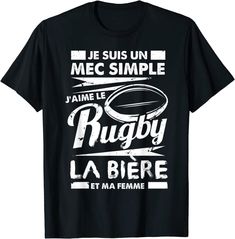 a black t - shirt with the words rugby in french and an image of a football ball