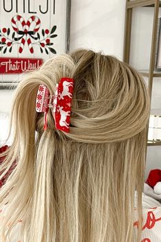 Doorbuster Happily Ever Antler Holiday Theme Hair Clip (Red/White) · NanaMacs Chrismas Hair Clip, Candy Cane Hair Accessories, Christmas Fits, Holiday Theme, Flying Monkey Jeans, Flying Monkey, Juniors Jeans, Large Dress, Holiday Themes