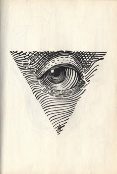 an eye is drawn on top of a piece of paper with lines coming out of it