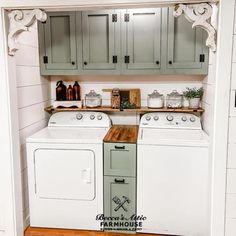 a washer and dryer in a small kitchen