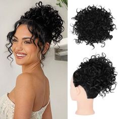 Messy Curly Bun Updo Clip in Hairpiece Drawstring Chignon Bun Hair Extensions | eBay Curly Bun Hairstyles, Curly Bun, Bun Hair Piece, Hair Extension Clips, Loose Waves Hair, Curly Ponytail, Hairpieces For Women, Tin Tin, Clip In Ponytail