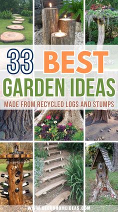 the best garden ideas made from recycled logs and stumps