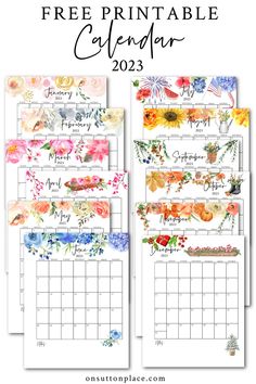 free printable calendars for the month of november and october with flowers on them