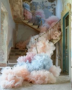 colorful veil ☁️ Party Installation Ideas, Colorful Veil, Rococo Revival, Creative Display, Stage Set, Stage Decorations, Ikebana, Rococo, Just For Fun