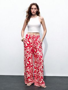 Women's Fully Allover Print Tassel Decor Cruise Vacation Palazzo Pants Red and White Casual   Woven Fabric Colorblock,All Over Print Straight Leg Non-Stretch  Women Clothing, size features are:Bust: ,Length: ,Sleeve Length: Tassel Decor, Tassels Decor, Pants Style, Women Pants, Black Party, Floral Pants, Cruise Vacation, Casual Streetwear, Palazzo Pants