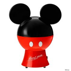 the mickey mouse head is red and black