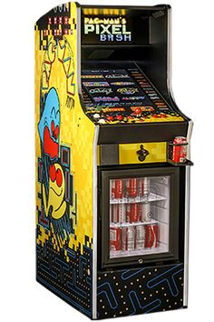 Bandai Namco Amusement America Pacman Pixel Bash Cabaret With Mini Fridge Arcade Game Machine PAC-MF - PrimeFair Built In Beverage Cooler, Pixel Pacman, Xbox Art, Gentlemans Room, Pacman Arcade, Bape T Shirt, Cabinet Build, Basement Finish, Secret Lair