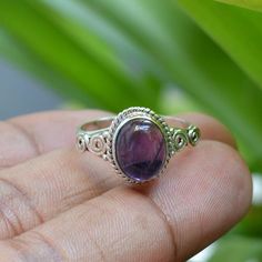 Purple Amethyst Ring, Natural Amethyst Ring, Amethyst Engagement Ring, 925 Silver Rings, 7x9 mm Oval Amethyst Ring, Amethyst Ring SilverItem Details**************************Stone: Natural AmethystShape: OvalSize: 7x9 mmWeight:- 2.50 GramSKU: SE-266This Gorgeous small Amethyst Ring features a Boho Studded Pattern around the Genuine Light Purple Amethyst Cabochon. The Border is lightly oxidized to show details and looks lovely with the Purple Amethyst.All my stones are hand selected for best qual Oval Amethyst Ring, February Birthstone Jewelry, Mens Skull Rings, Amethyst Ring Engagement, Purple Amethyst Ring, Lace Ring, Zierlicher Ring, Blue Stone Ring, Bohemian Rings