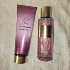 Victoria's Secret Pure Seduction Shimmer 8 Fl Oz Lotion And 8.4 Fl. Oz Fragrance Mist. Both New And Unused. Is A Juice Plum, Crushed Freesia Scent That Shimmers All Night, Impossible To Resist! Vs-Base8 Victoria's Secret Lotion, Victoria Secret Perfume Shimmer, Sweet Smelling Perfume, Gifts For Crush, Pure Seduction Perfume, Perfumes And Lotions, Victoria Secret Body Lotion, Vs Pure Seduction, Lotion Victoria Secret