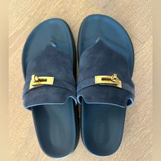 Worn Once! Brand New Dark Blue Suede With Beautiful Rose Gold Hardware. Perfect Condition, Brand New. Comes With Original Box And Dust Bags Hermes Shoes, Rose Gold Hardware, Beautiful Rose, Blue Suede, Shoe Brands, Blue Gold, Gold Hardware, Women's Shoes Sandals, Vision Board