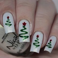 Tree Nail Art, Xmas Nail Art, Christmas Tree Nails, Ribbon Tree, Christmas Nail Stickers, Finger Art, Nail Vinyls, Tree Nails