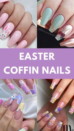 Coffin Nail Ideas, Spring Nail Designs, Cute Spring Nails, Fancy Nails Designs, Long Nail Designs, Long Nail, Winter Nail Art, Spring Nail Art