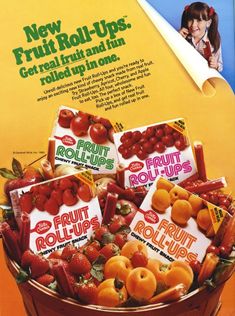 an advertisement for fruit roll ups is shown