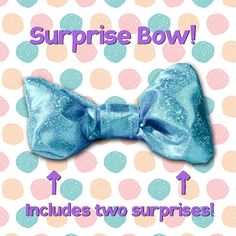 a blue bow with the words surprise bowl on it