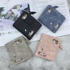 Place Of Origin : China (mainland) Interior : Coin Pocket,Note Compartment,Photo Holder,Card Holder Lining Material : POLYESTER Model Number : QB024 Material Composition : PU Item Width : 10cm Item Weight : 70g Item Length : 11.5cm Item Height : 2cm Decoration : embroidery Wallet Length : short（4-16inch） Wallets : Mini Wallets Closure Type : hasp Pattern Type : Animal Prints Style : Lady Gender : WOMEN Main Material : PU Brand Name : Boare Morts Item Type : Wallet Specification: Material: PU Size: 10*11.5*2 cm (Due to manual measurement, the size may have 1-4cm error.) Color: As picture Usage: Wallet,Purse (Due to the monitor and lighting problems, a slight color difference is normal.) WHAT ABOUT REFUND?   Fast refund,100% Money Back Guarantee. If your product is defective or doesnt work p Cute Wallets For Women, Embroidery Wallet, Casual Korean Style, Leather School Backpack, Womens Wallet, New Bags, Cute Wallets, Simple Leather, Leather Short