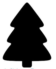 a black and white silhouette of a christmas tree