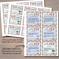 EDITABLE Elf Jokes and Notes from the Elf, Elf Letters, Elf Report Card Naughty or Nice Behavior Santa North Pole Printable INSTANT DOWNLOAD Gift Exchange Rules, Elf Jokes, Elf Report Card, Elf Cam, Elf Printables, Elf Notes, Santa North Pole, Holiday Gift Exchange, Calendar Activities