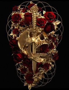 Skull Artwork, Skeleton Art, 다크 판타지, Gold Aesthetic, Skull Wallpaper, Skulls And Roses, Arte Inspo, Inspo Board