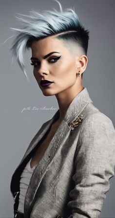 Dye Ideas For Short Hair, Unique Hair Dye Ideas, Unique Hair Dye, Layered Pixie Cut, Hair Dye Ideas, Bold Hair Color, Ideas For Short Hair, Dye Ideas