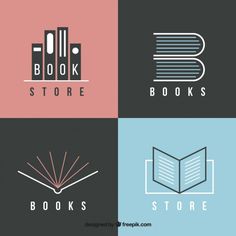 four different logos for books store