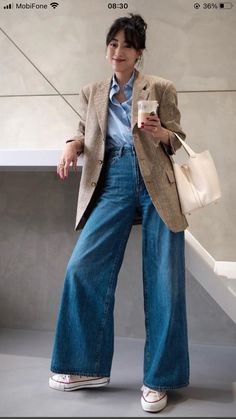 Fii Puternic, Wide Leg Jeans Outfit, Outfit Primavera, Casual Work Outfits