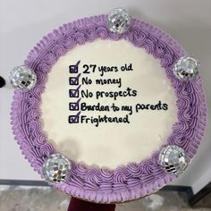 a birthday cake with words written on it