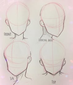 a drawing of the head and shoulders of a man's head with different angles