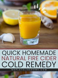 Here's an age-old traditional folk remedy for an easy drink recipe! This Quick Homemade Natural Fire Cider Cold Remedy Recipe is great for boosting your immune system during the cold season. Filled with with spices, herbs, lemon, orange, onion, and garlic. Pin this winter drink recipe! Cold Remedy, Winter Drink, Fire Cider, Drink Recipe, Immune System, Cider, Herbs