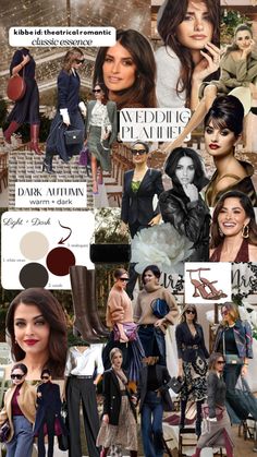 the collage shows many different people in their outfits and clothes, including one woman with glasses