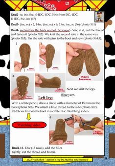 the instructions for crochet slippers are shown